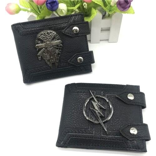 Disney Flash Embossed Logo Wallet Star Wars Male Student Youth Trend Anime Snap Buckle Black Leather Wallet