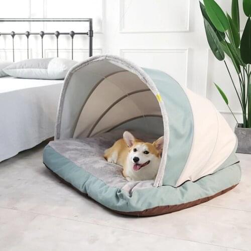 Big Dog Bed Pet Tent House Teepee With Thick Cushion For Small Medium Large Dogs Winter Cat House Indoor Pet Mat Dog Pad