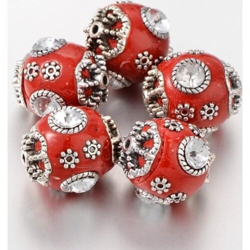5pcs/bag 20mm Handmade Round Indonesia Tibetan Beads Clay Loose Core for Jewelry DIY Making Bracelet