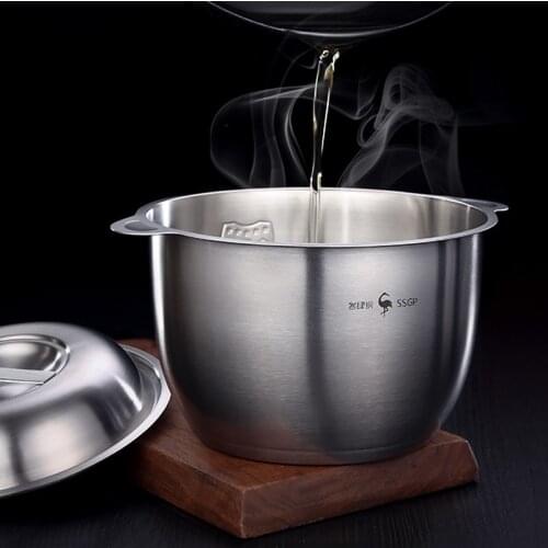845ML 304 Stainless Steel Oil Pan with Lid Home Kitchen Large Capacity Lard Seasoning Oil Storage Tank Soup Basin
