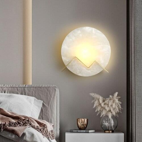 6W Marble Wall Lamp LED All Copper Sconce Light Background Wall Decoration Lamp Living Room Bedroom Bedside Hotel Bar Aisle Bra