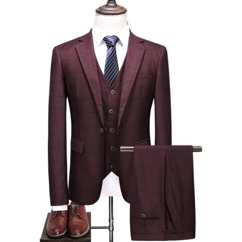 Mens Suits with Vest Horizontal Striped Men 's Blazer Slim Fit Wedding Groom Tuxedos Suit Prom Costume Homme