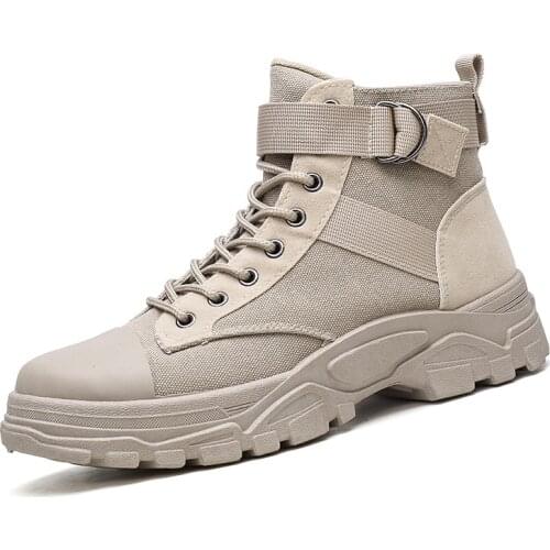 Men Military Boots 2020 Outdoor Fashion Canvas High Top Shoes Men Casual Shoes Ankle Boots Black Chelsea Boots Zapatos De Hombre