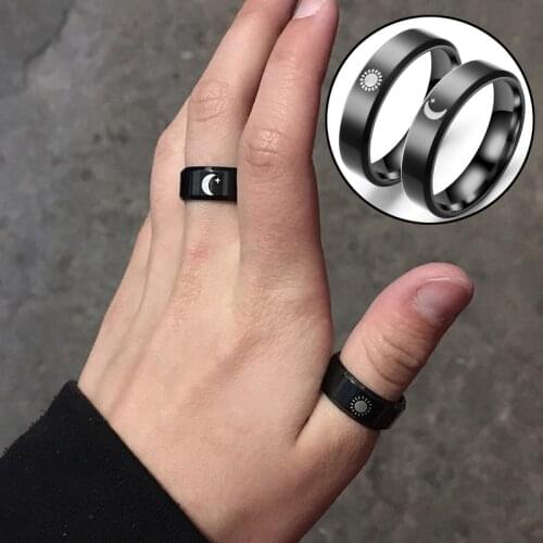 Goth Black Ring Sun Moon Couple Rings Minimalist Lovers Rings for Men Women Couple Engagement Romantic Ring Jewelry Gift