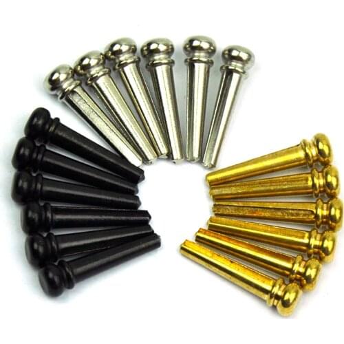 A set 6pcs Solid Brass Metal Guitar Pins For Acoustic Guitar Extend Tenuto Gold Silver Black