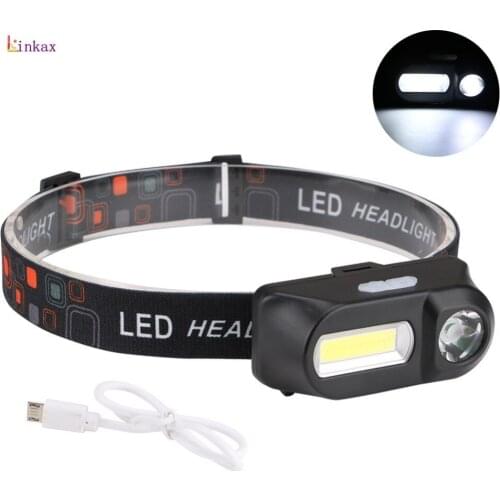 XPE + COB Mini Adjustable Headlamp with 6 Lighting Modes ABS Material White Light Lamp Using 18650 Battery For Outdoor Activity