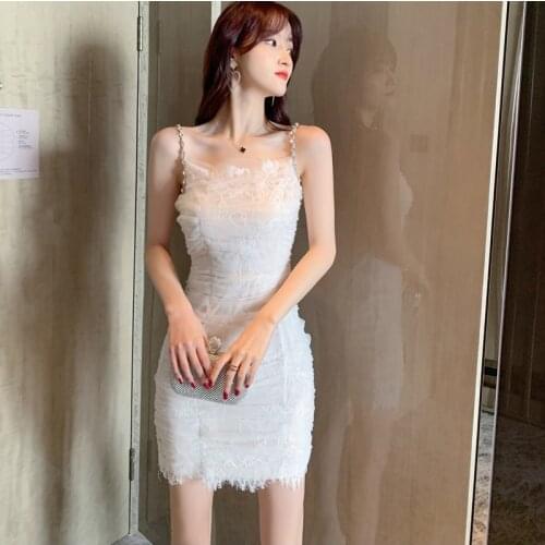 New arrival fashion summer mini beach party dress women OL temperament elegant fresh sexy strap lace chiffon slim holiday dress