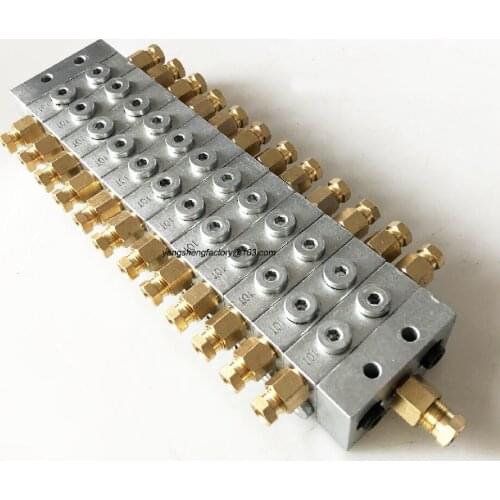 Progressive feeder block lubrication grease distributor resistance separator valve 0.16cc/cyc 18-24 outlets
