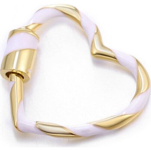 Multi-colored Heart-shaped Copper Metal Spiral Screw Connector Enamel Craft Fashion Delicate Jewelry Making Accessories Buckle