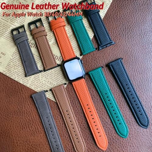 Genuine leather strap for Apple watch band iWatch band series 5 4 3 6 se 44/40/38mm 42mm leisure business high quality bracelet