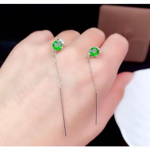 The latest design of natural emerald Earrings 925 Sterling Silver Lady Party Gift Earrings