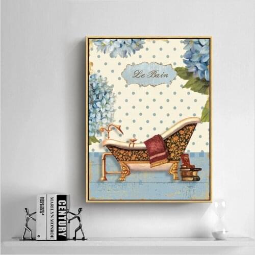 Nordic Home Decoration Posters And Prints Pastoral Bathroom Landscape Cartoon Canvas Paintings Wall Art Pictures For Bedroom