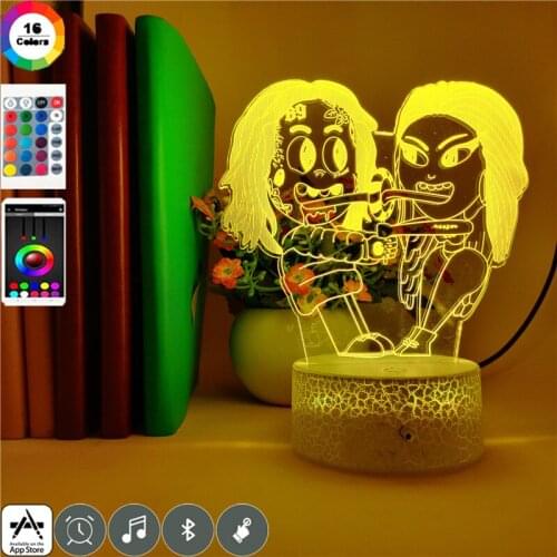 6ix9ine Figure Night Light LED Bluetooth Base Lamp 3D USB Powered Nightlight Color Changing Party Club Decor Rapper Fans Gift