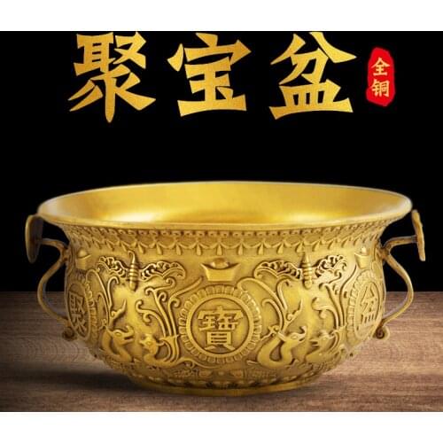 Pure copper cornucopia ornaments Lucky feng shui Ruyi guest hall shop cash register decoration craft opening gift