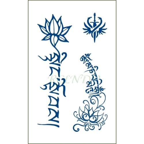 Waterproof Temporary Juice Tattoo Sticker Sword Lotus Flower Lasting Tattoos Flash Tatoo Fake Tatto Body Art for Men Women