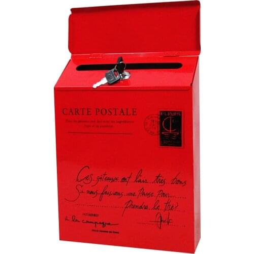 Iron Lock Letter Box Vintage Wall Mount Mailbox Mail Postal Letter Newspaper Box xobw