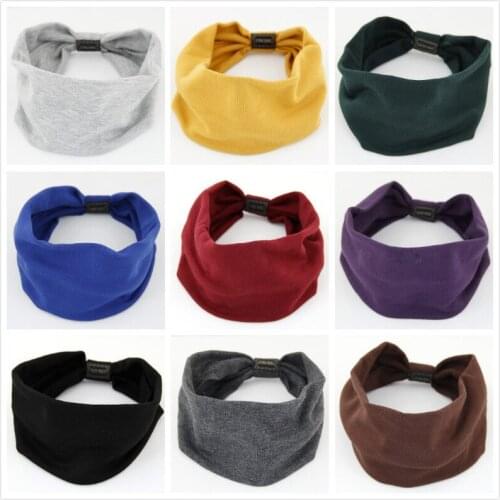 Fashion Solid Colors Big Wide Cotton Headband For Women Hair Accessories Korean Soft Elastic Head Band Girl Sport Turban