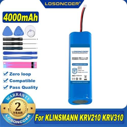 100% Original LOSONCOER NEW 4000mAh Battery For KRV210 KRV310 Robot Vacuum Battery