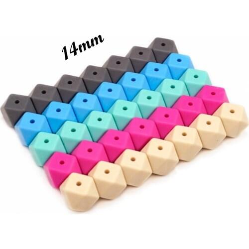 20pc 14mm BPA Free Hexagon Loose Silicone Beads Teether for Baby Pacifier Clip Teething Necklaces Bracelets Chewable Jewelry