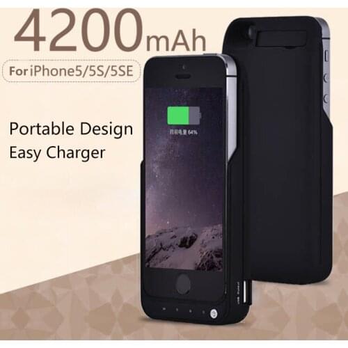 4200mAH Larger Capacity Portable External Phone Battery Case For iPhone 5 SE 5S Phone Power Bank backup Charger Case
