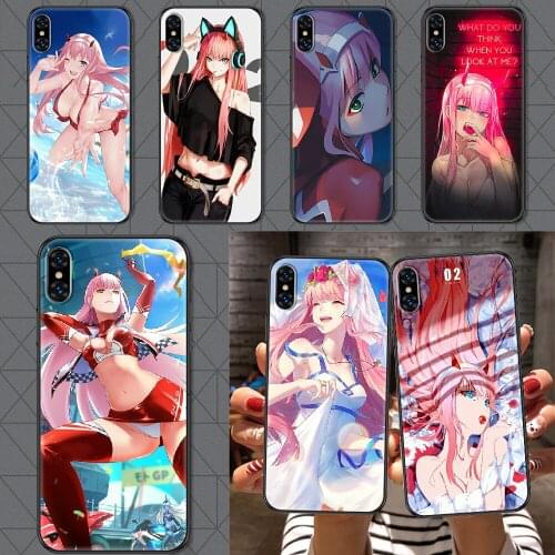 Anime Darling in the Franxx 02 Phone Case Cover Hull For iphone 5 5s se 2 6 6s 7 8 12 mini plus X XS XR 11 PRO MAX black trend