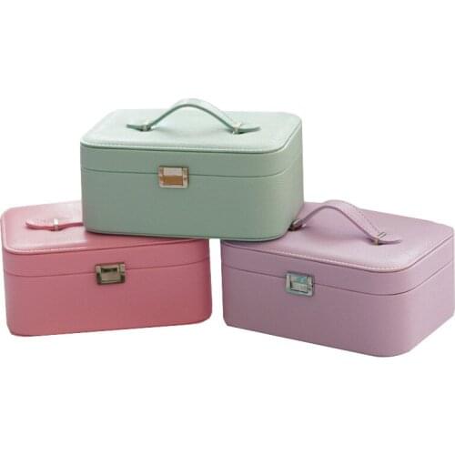 Household Cosmetic Storage Box Female Quilted Professional Cosmetic Bag Womens Earrings Necklace Jewelly Rings Storage Boxes