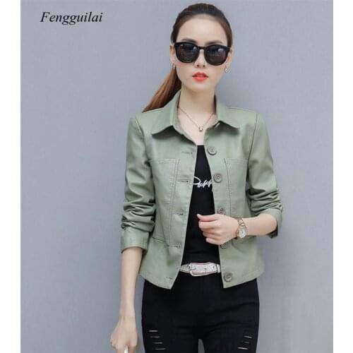 Fengguilai Womens Fashion Leather Jackets