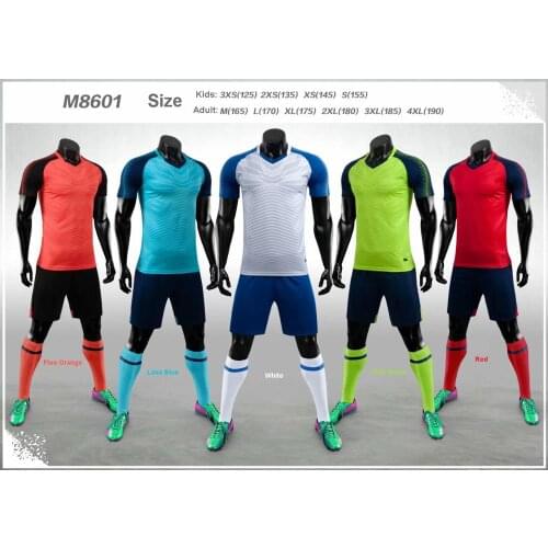 M8601 Adult Kids 3XS-4XL Blank Customize Team Set 2020-2021 Soccer Jersey Set Football Kit Men Children Training Uniforms