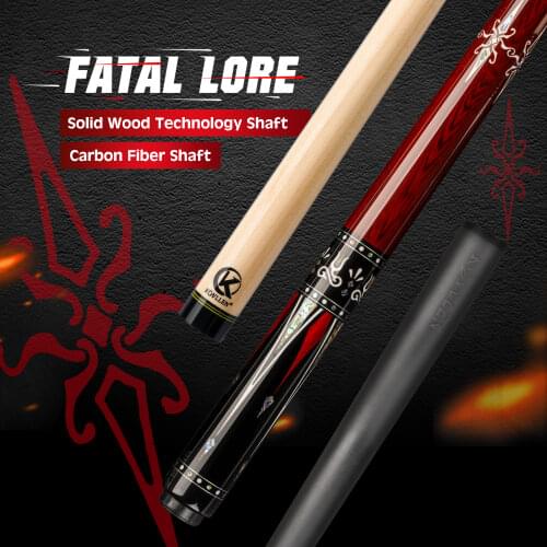 KONLLEN Billiard Pool Cue 12.5/12.9mm Tip Double Shaft Tecnologia 3*8/8 Joint Real Inlay Cue Stick 148cm Red With Extension