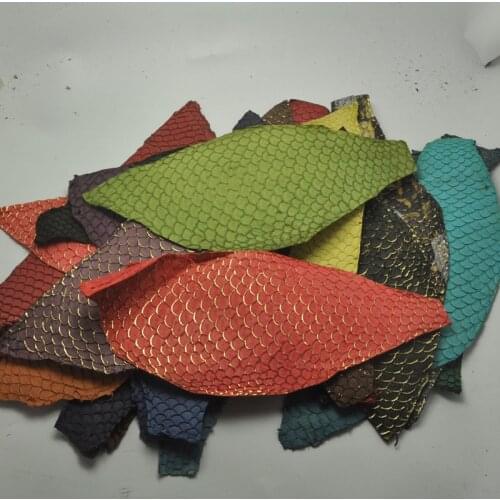 25*10cm Colorful Genuine Salmon fish skin leather piece multi color DIY bag belt shoes accessories