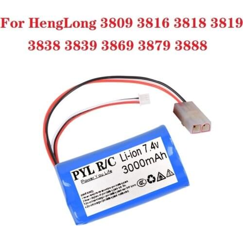 L6.2-2P) 7.4v 2800mah 18650 Li-ion Battery For HengLong RC HL3818-1 3889-1 3809 tank toy Upgrade 3000mah Battery rc car boat