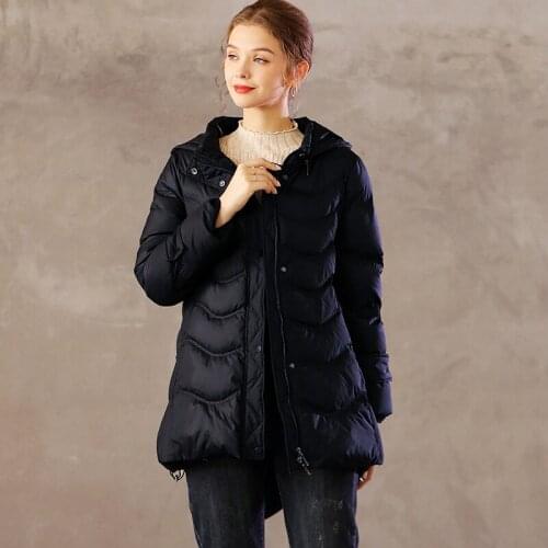 Lightweight ladies down jacket waist waist hooded mid-length ladies down jacket wind and cold high quality down jacket