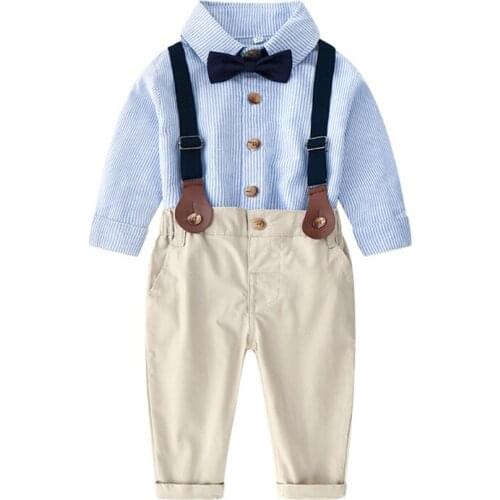 2021 Summer Autumn New Korean Baby Suit Childrens Long Sleeve Shirt Pants Two Piece Boys Clothes Casual Fashion Single Breasted