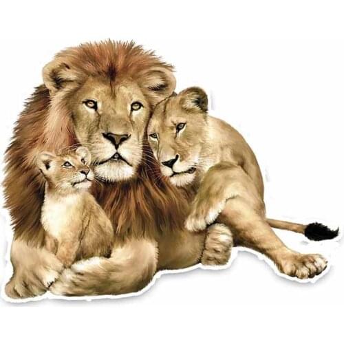 Hot Sell Personality Lion Family Car Sticker Accessories Vinyl PVC 14cm*11cm Motorcycle Waterproof Reflective Car Window Decal