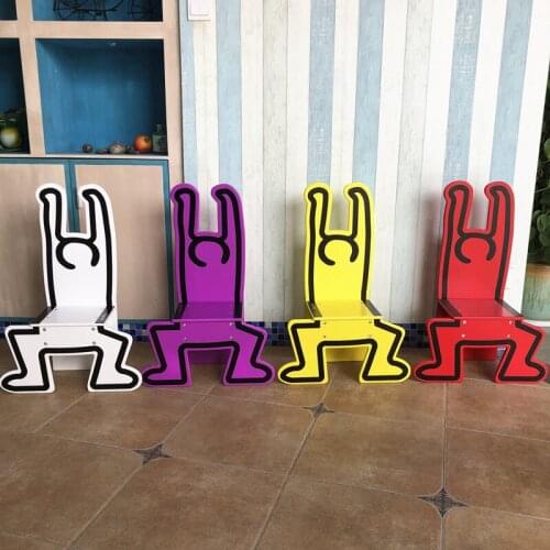 Living Room Furniture Wooden Stool Creativity Creative Graffiti Art Hallway Bench Stools For Balcony Mobilizer Ottoman Stools