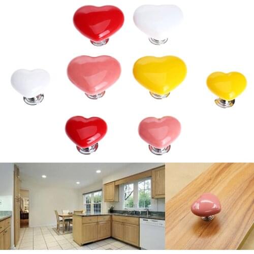 Fashion Heart Shape Knob Door Handles Ceramic Kitchen Cabinet Cupboard Furniture Pull Knobs Furniture Fittings Accessories