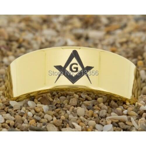 Cheap Price Free Shipping USA Hot Selling 8MM New Golden Pipe Masonic Mason Ring Mens Fashion Tungsten Ring Wedding Band Ring