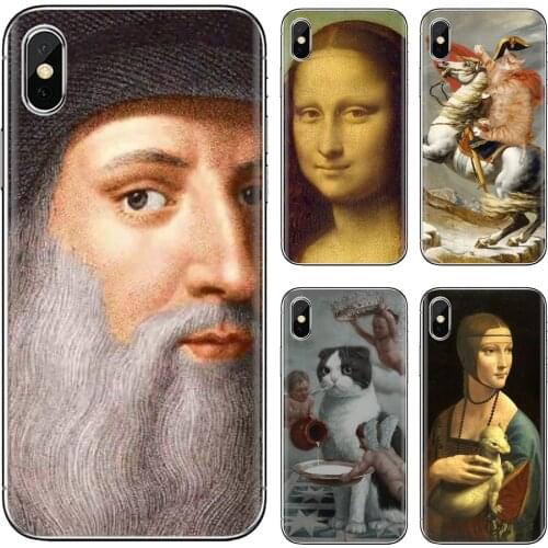 Soft Bag Case For Huawei Nova 2 2i 3 3i Y3 Y5 Y6 Y7 Y9 Prime 2015 2016 2017 2018 2019 Mona-Lisa-C-Cat-Leonardo-da-Vinci