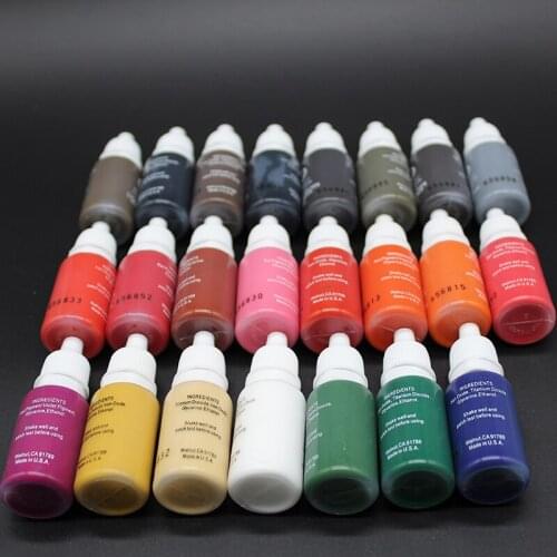 23pcs/lot Tattoo Ink Kit Microblading Pigments Color 1/2 oz For Permanent Makeup Eyebrow Eyeliner Lip Tattoo Machine Supply