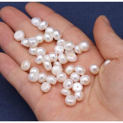 New 10/lot Natural Freshwaters Pearls Bread-shaped Half Hole Loose Pearls for Making DIY Jewelry Necklace Accessories 7-8mm