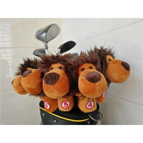 New Animal Golf Irons Head Covers Plush Dog Lion Golf Clubs Iron Set Headcover #3456789PAS For Man Women