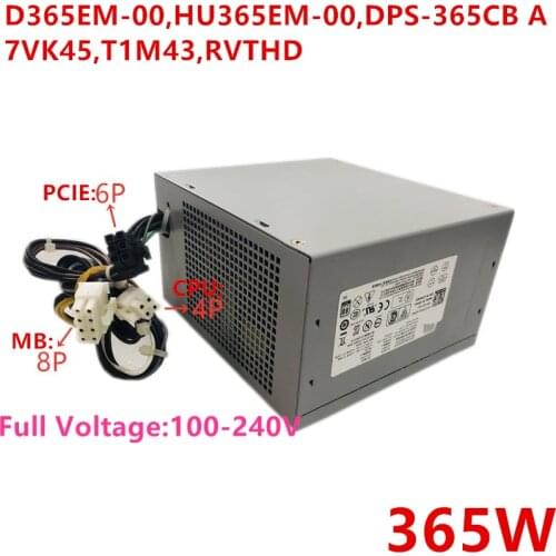 New PSU For Dell 3020 9020 7020T1700 T20 3620 8Pin 365W Power Supply D365EM-00 HU365EM-00 DPS-365CB A HK465-11PP 07VK45 0T1M43