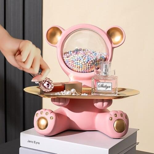 Nordic bubble bear tray with key storage decor cartoon home accessories wine cabinet entrance porch wedding shelf gift CL90308