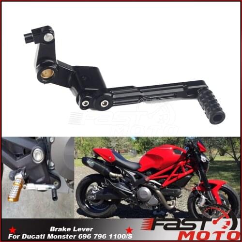Motorcycle Foot Rear Brake Lever For Ducati Monster 696 796 1100/S Cafe Racer Black Right Adjustable Brake Pedal 2008-2016