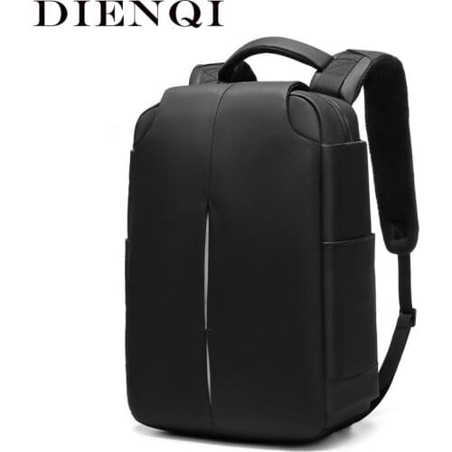 DIENQI Black Mens Backpack 15.6'' Expansion Laptop Backbag Waterproof Teenager Male Mochila With USB Classic Business Backpacks