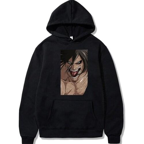 Attack On Titan Eren Print Funny Men Hoodies Streetwear Oversized Women Autumn Warm Hoodies Unisex Hoodies