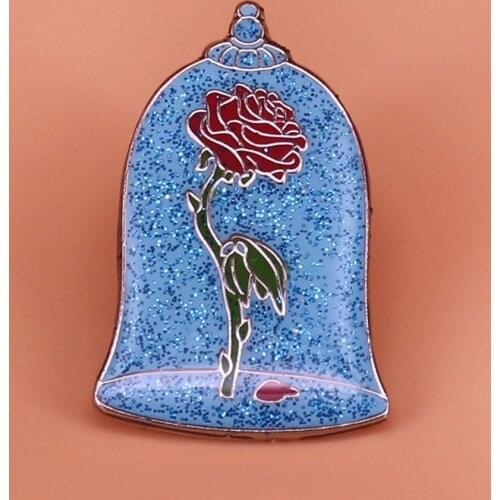 Stained Glass Enchanted Rose enamel pin