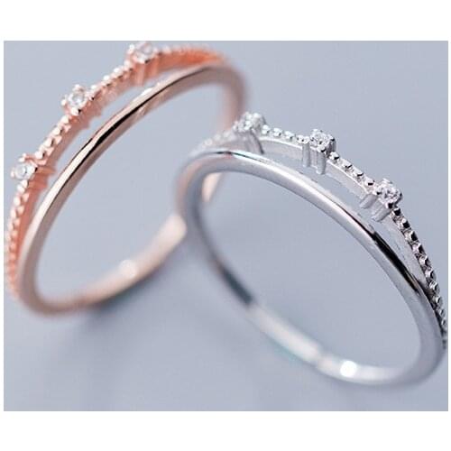 MloveAcc New Fashion 100% 925 Sterling Silver Double Layer Stackable Rings for Women Luxury S925 Jewelry
