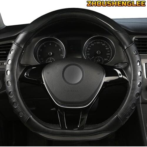 ZHOUSHENGLEE Microfiber Leather Car Steering Wheel Cover For Mitsubishi ASX Outlander Lancer Pajero L200 Mirage Triton Attrage