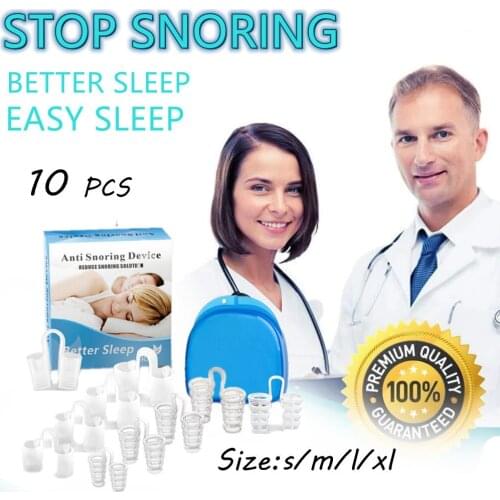 10PCS 4 Size Silicone Anti Snore Stop Snoring Nose Clip Sleep Sleeping Aid Apnea Guard Night Device with Case